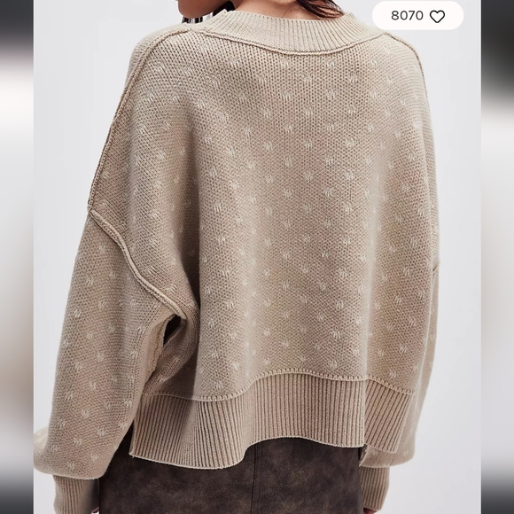 Free People Easy Street knit Crop Sweater In Oatmeal Boho/Neutral S,M,L - Picture 5 of 12
